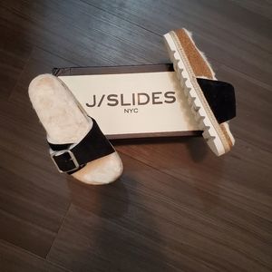 J/Slides Linda Faux Fur-Lined Suede Espadrille Slides